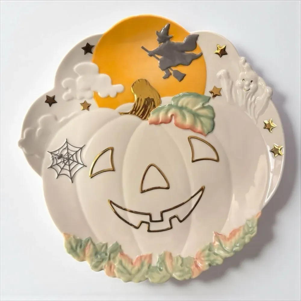 Lenox Occasions Jack o Lantern Low Candy Dish Halloween